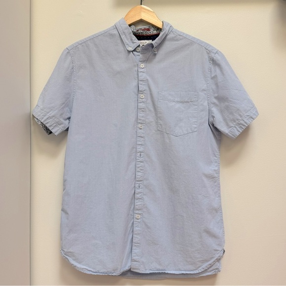 Denim & Flower Ricky Singh Short Sleeve Button Down Shirt Blue Size Large - Picture 1 of 8